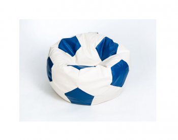 Кресло-мешок Мяч большой Экокожа бело-синее в Муравленко - muravlenko.mebel-74.com | фото