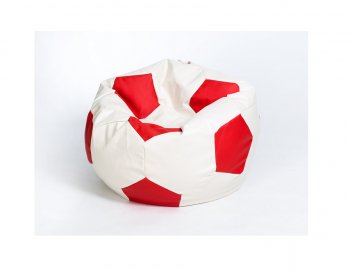 Кресло-мешок Мяч большой Экокожа бело-красное в Муравленко - muravlenko.mebel-74.com | фото