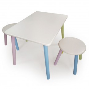 Детский комплект стол и два табурета круглых  (Белый, Белый, Цветной) в Муравленко - muravlenko.mebel-74.com | фото
