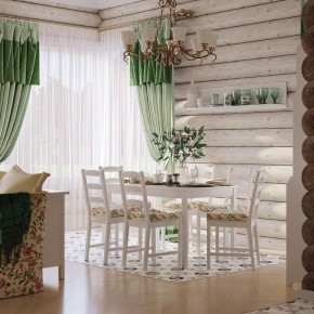 Комлект Вествик обеденный стол и четыре стула, массив сосны, цвет белый в Муравленко - muravlenko.mebel-74.com | фото