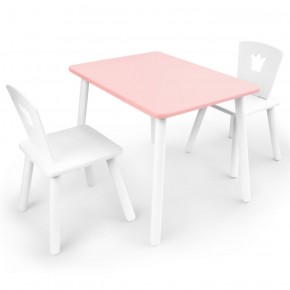 Комплект детской мебели стол и два стула Корона  (Розовый/Белый/Белый) в Муравленко - muravlenko.mebel-74.com | фото
