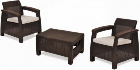 Комплект мебели Корфу Уикенд (Corfu Weekend) коричневый - серо-бежевый * в Муравленко - muravlenko.mebel-74.com | фото
