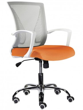 Кресло BRABIX "Wings MG-306", пластик белый, хром, сетка, серое/оранжевое, 532011 в Муравленко - muravlenko.mebel-74.com | фото