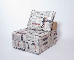 Кресло-кровать-пуф бескаркасное Прайм (Газета) в Муравленко - muravlenko.mebel-74.com | фото