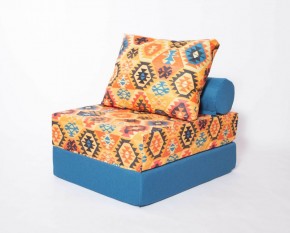 Кресло-кровать-пуф бескаркасное Прайм (мехико желтый-морская волна) в Муравленко - muravlenko.mebel-74.com | фото