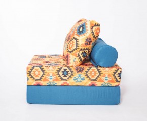 Кресло-кровать-пуф бескаркасное Прайм (мехико желтый-морская волна) в Муравленко - muravlenko.mebel-74.com | фото