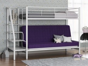 Кровать двухъярусная с диваном "Мадлен-3" (Белый/Фиолетовы) в Муравленко - muravlenko.mebel-74.com | фото