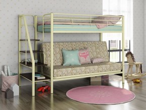 Кровать двухъярусная с диваном "Мадлен-3" (Белый/Фиолетовы) в Муравленко - muravlenko.mebel-74.com | фото