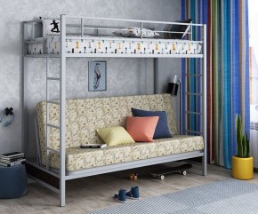 Кровать двухъярусная с диваном "Мадлен" (Серый/Фиолетовый) в Муравленко - muravlenko.mebel-74.com | фото