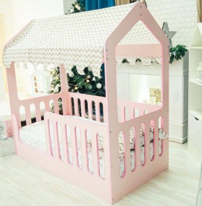 Кровать-домик без ящика 800*1600 (Розовый) в Муравленко - muravlenko.mebel-74.com | фото