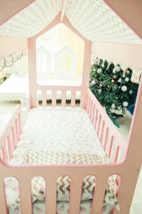 Кровать-домик без ящика 800*1600 (Розовый) в Муравленко - muravlenko.mebel-74.com | фото