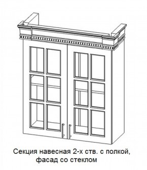 Секция навесная 2-х ств. с полкой "Верона", фасад со стеклом (800) в Муравленко - muravlenko.mebel-74.com | фото