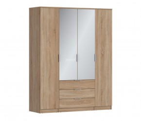 Шкаф 4х дверный с зеркалами Николь СБ-2595/1 (Дуб Сонома) в Муравленко - muravlenko.mebel-74.com | фото