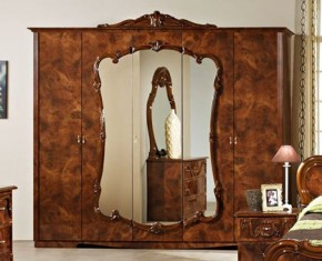 Шкаф 5-и дверный с зеркалами (20.145) Тициана (орех) в Муравленко - muravlenko.mebel-74.com | фото