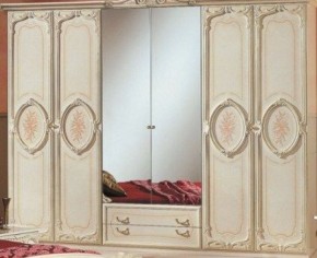 Шкаф 6-и дверный с зеркалами (01.146) Роза (беж) в Муравленко - muravlenko.mebel-74.com | фото