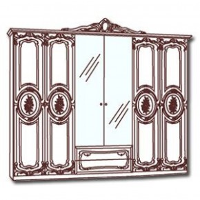 Шкаф 6-и дверный с зеркалами (01.146) Роза (беж) в Муравленко - muravlenko.mebel-74.com | фото