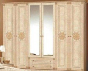 Шкаф 6-и дверный с зеркалами (02.146) Рома (беж) в Муравленко - muravlenko.mebel-74.com | фото
