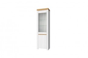 Шкаф с витриной  1V1D, TAURUS, цвет белый/дуб вотан в Муравленко - muravlenko.mebel-74.com | фото