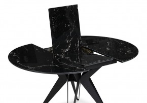 Стол стеклянный Рикла 110(150)х110х76 черный мрамор / черный в Муравленко - muravlenko.mebel-74.com | фото