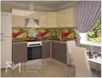 Кухонный гарнитур угловой Волна 2100 (ваниль/капучино) в Муравленко - muravlenko.mebel-74.com | фото